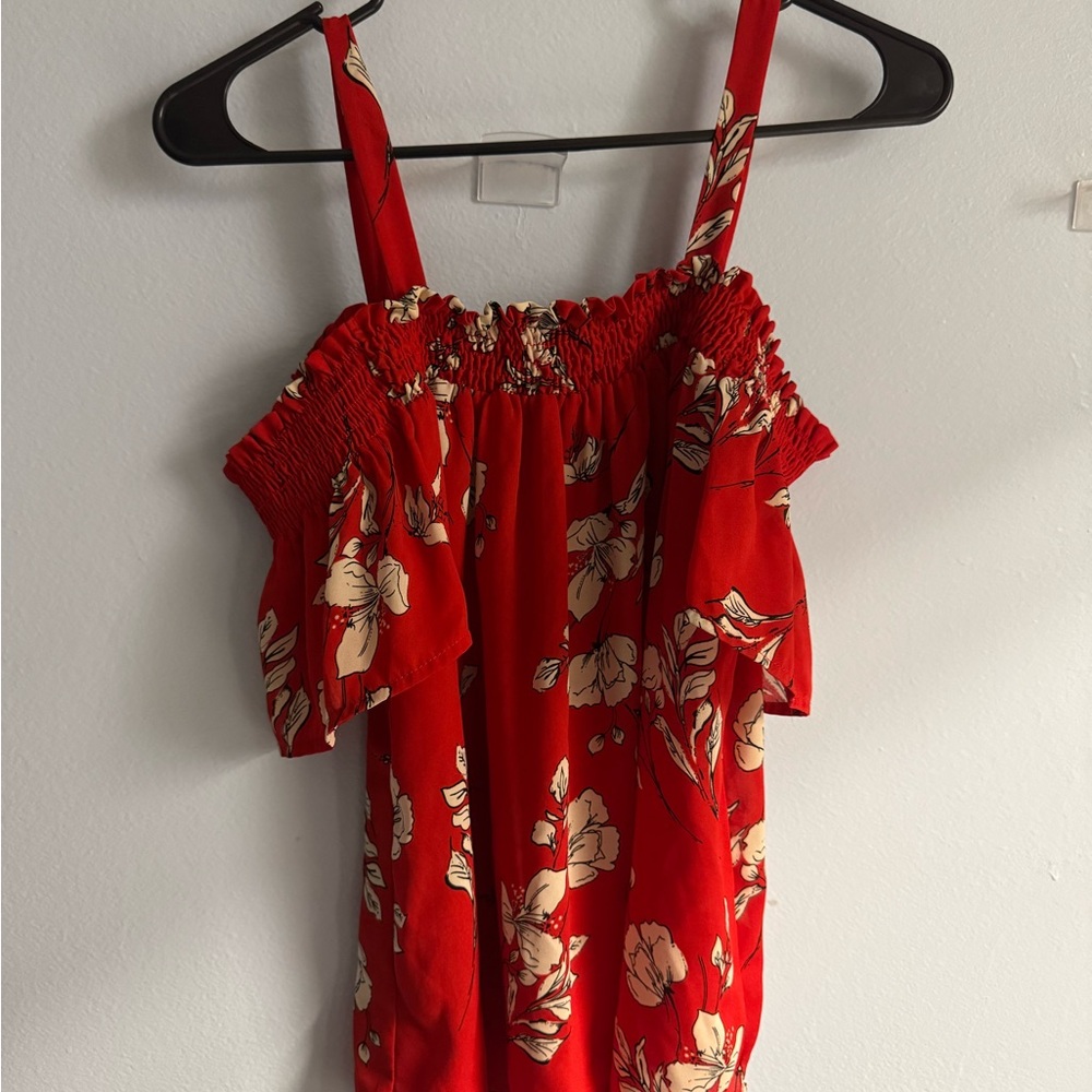 Red Floral Off-Shoulder Top